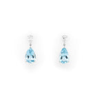 Ogden Of Harrogate Jewellery 18ct White Gold Pear-Cut Aquamarine and Diamond Drop Earrings