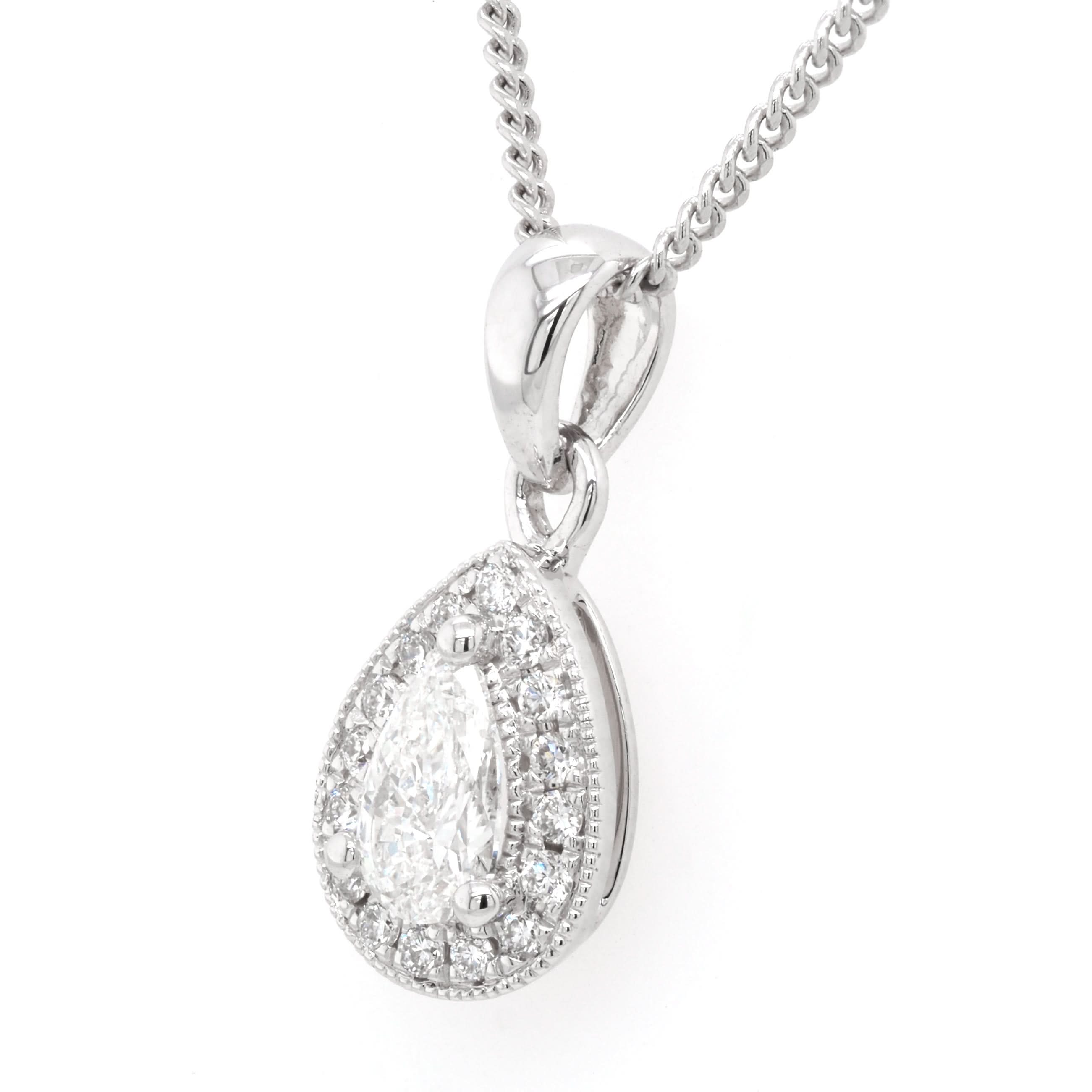 Ogden of Harrogate Jewellery 18ct White Gold Pear-cut Diamond Cluster Pendant