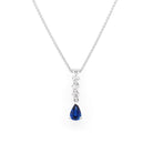 Ogden of Harrogate Jewellery 18ct White Gold Pear-Cut Sapphire and Diamond Drop Pendant
