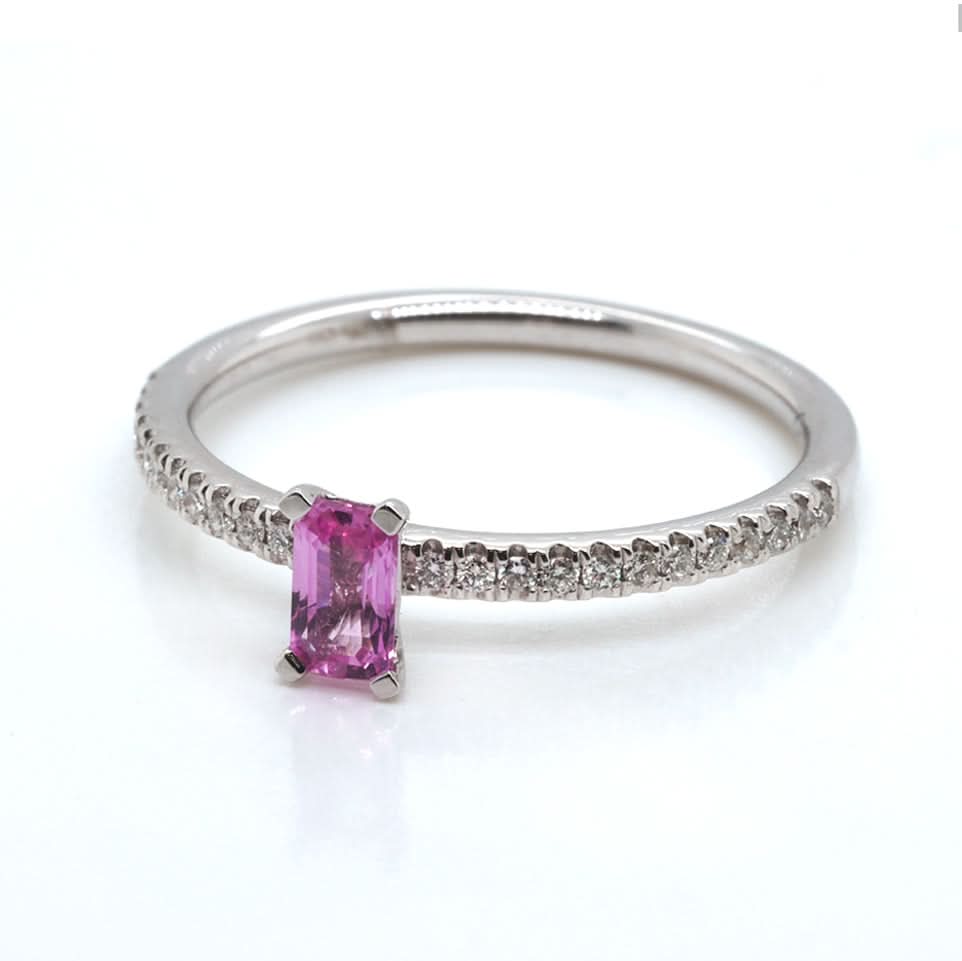 Ogden of Harrogate Jewellery 18ct White Gold Pink Sapphire & Diamond Ring