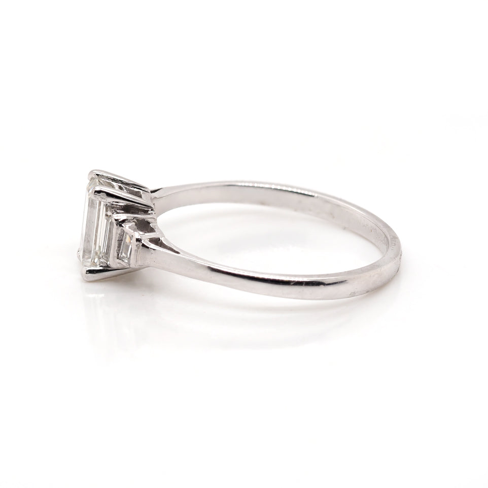 Ogden of Harrogate Jewellery 18ct White Gold & Platinum Emerald Cut Diamond Ring