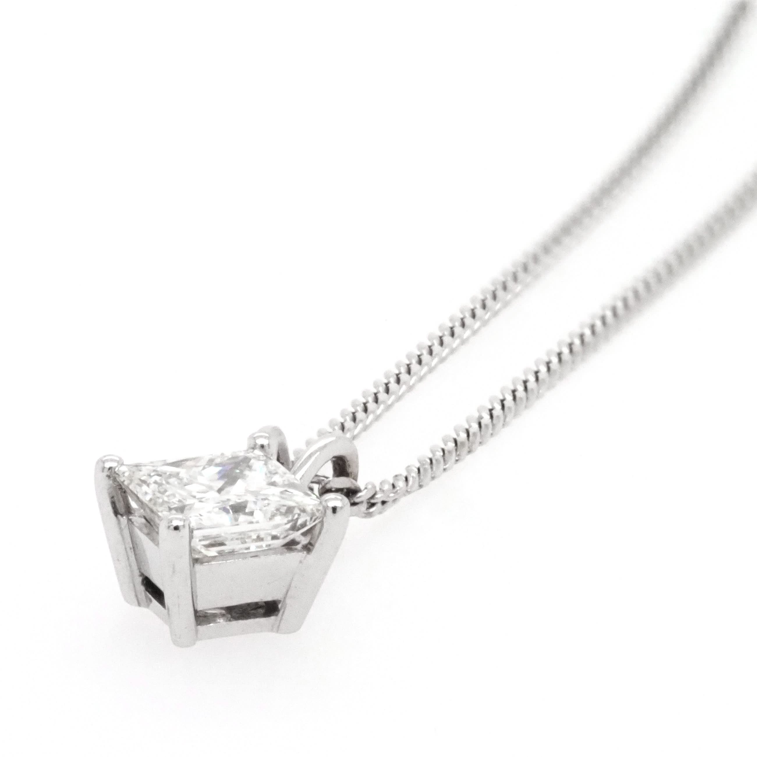Ogden of Harrogate Jewellery 18ct White Gold Princess-Cut Diamond Pendant