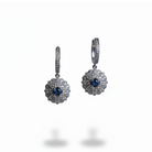Ogden of Harrogate Jewellery 18ct White Gold Sapphire and Diamond Cluster Drop Earings