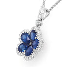 Ogden of Harrogate Jewellery 18ct White Gold Sapphire and Diamond Floral Pendant