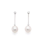 Ogden of Harrogate Jewellery 18ct White Gold South Sea Pearl and Diamond Stud Drop Bar Earrings