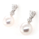 Ogden of Harrogate Jewellery 18ct White Gold South Sea Pearl and Pear-Cut Diamond Drop Earrings