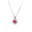Ogden of Harrogate Jewellery 18ct White Gold Square Cushion-Cut Ruby and Diamond Pendant
