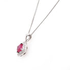 Ogden of Harrogate Jewellery 18ct White Gold Square Cushion-Cut Ruby and Diamond Pendant