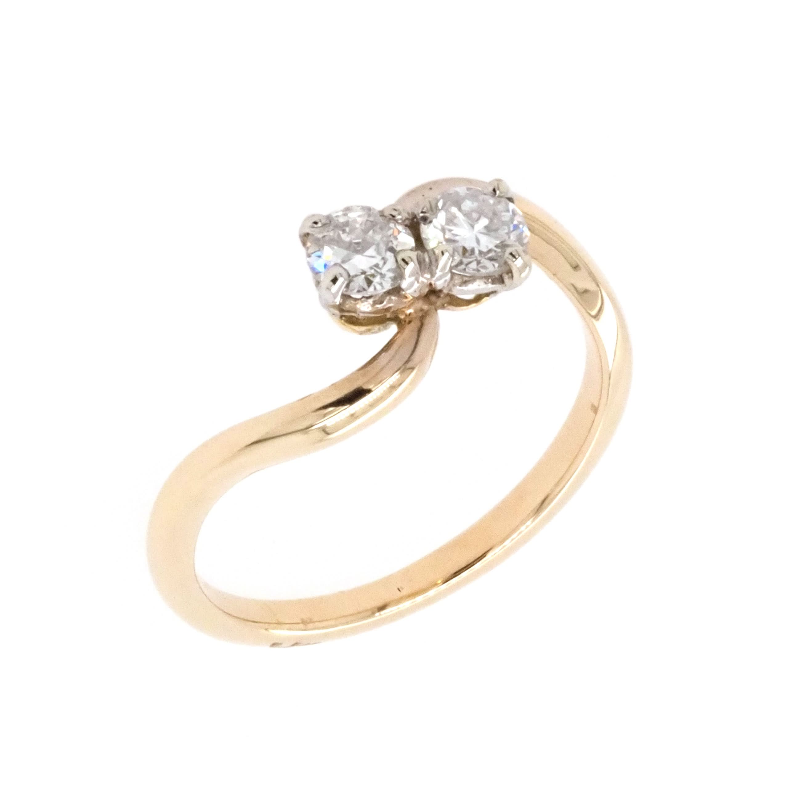 Ogden of Harrogate Jewellery 18ct Yellow Gold 2-Stone Diamond Crossover Ring