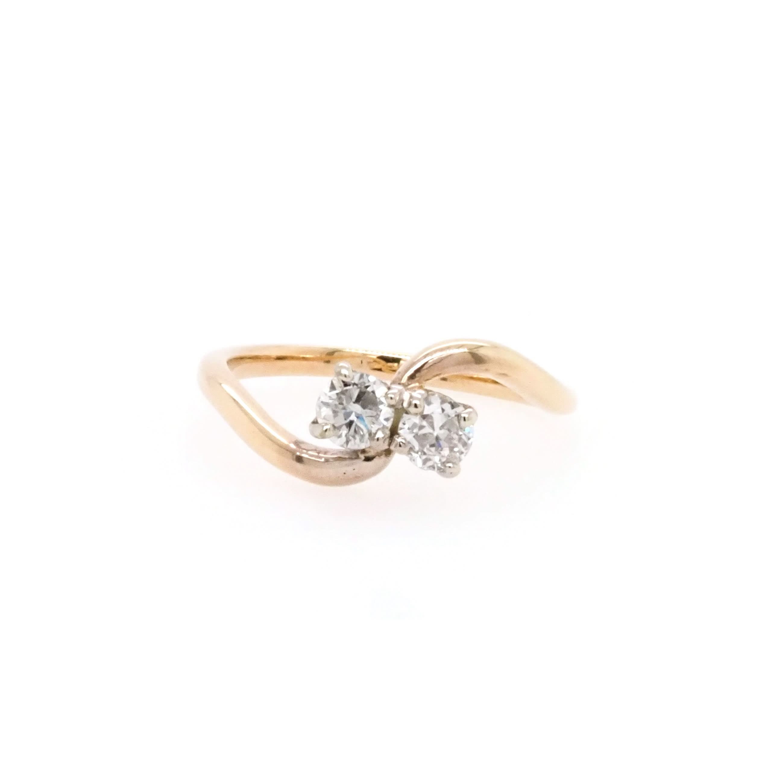Ogden of Harrogate Jewellery 18ct Yellow Gold 2-Stone Diamond Crossover Ring