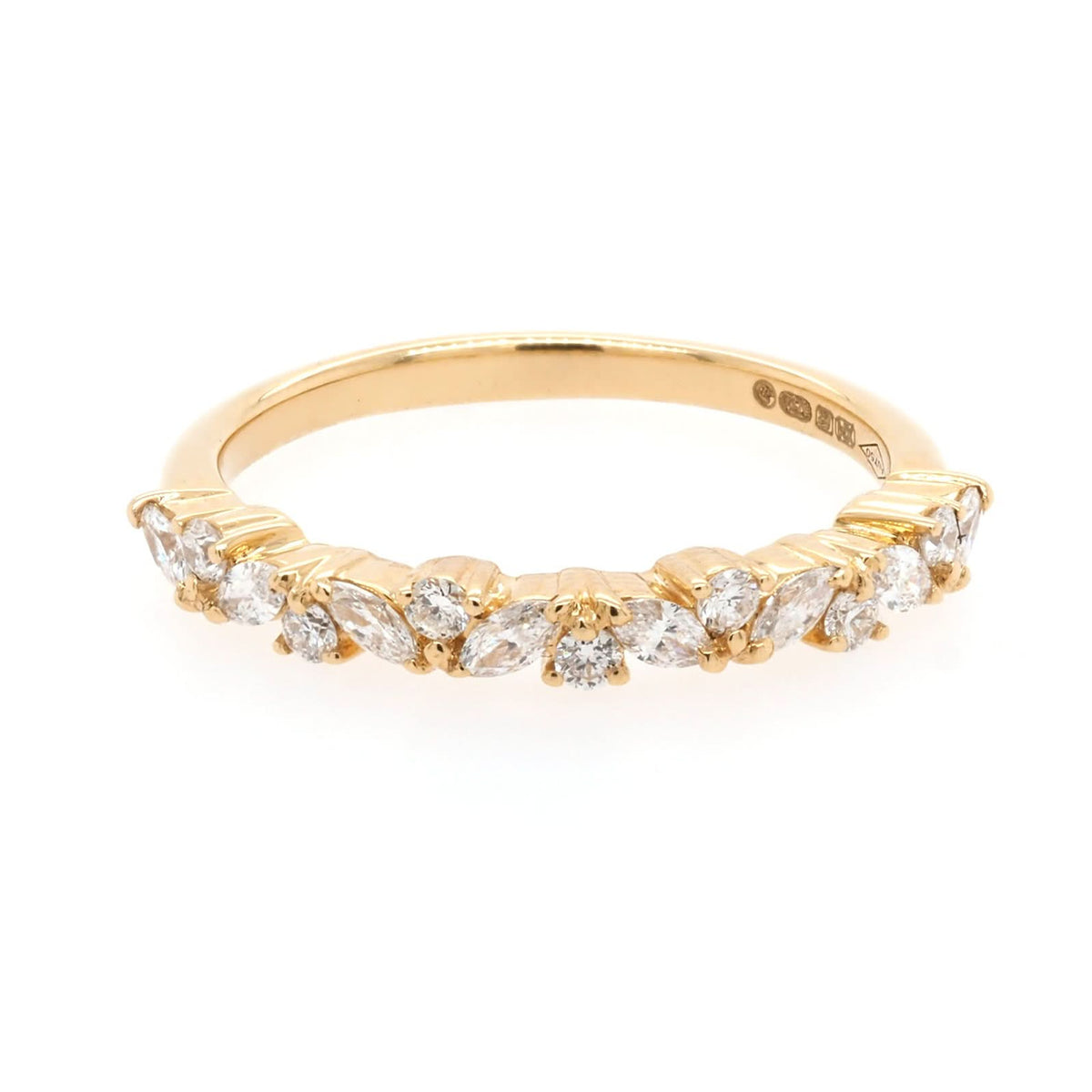 Ogden of Harrogate Jewellery 18ct Yellow Gold Alternating Diamond Half Eternity Ring, 0.39ct