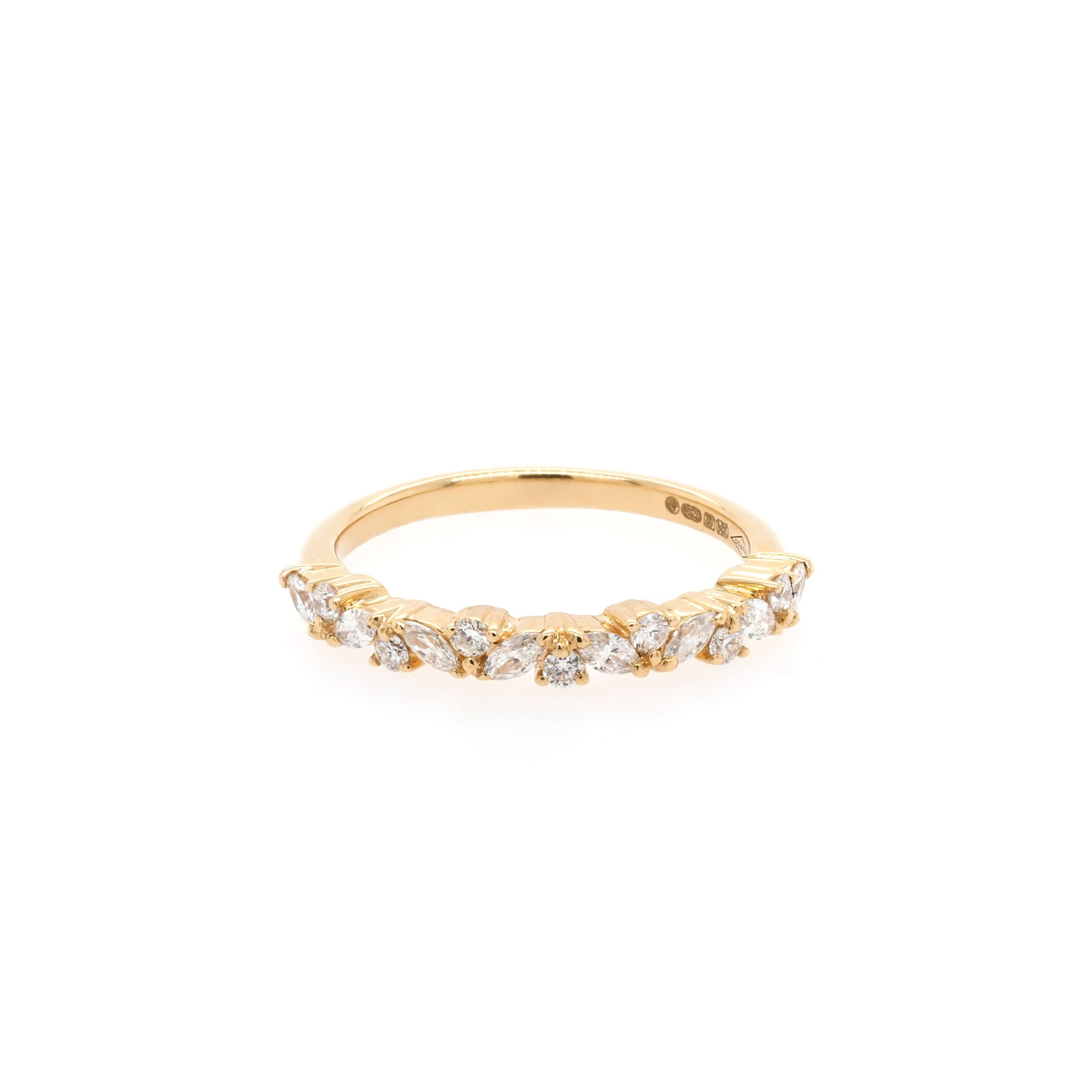 Ogden of Harrogate Jewellery 18ct Yellow Gold Alternating Diamond Half Eternity Ring, 0.39ct
