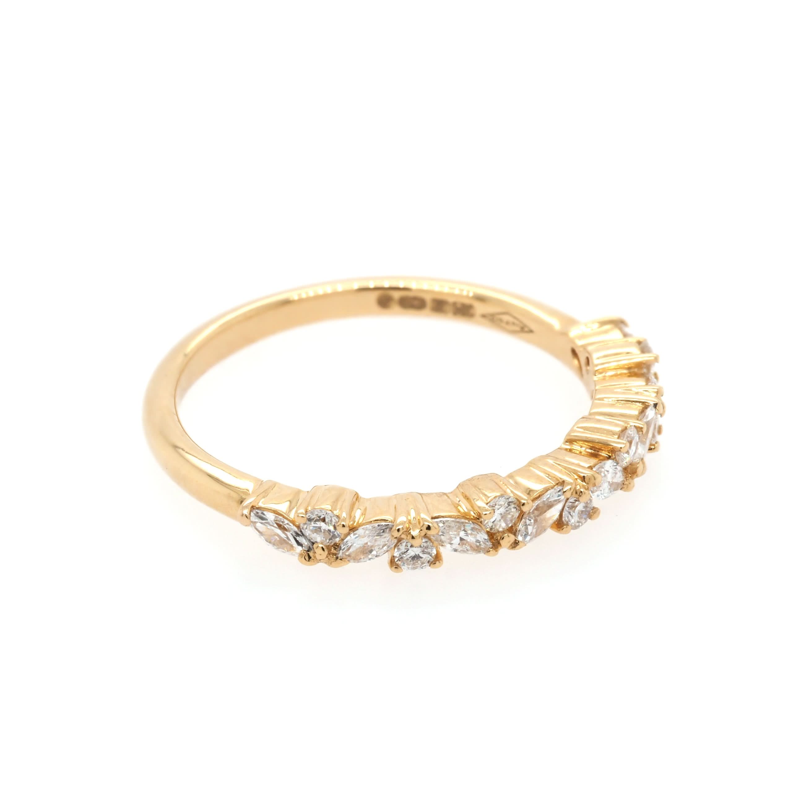 Ogden of Harrogate Jewellery 18ct Yellow Gold Alternating Diamond Half Eternity Ring, 0.39ct