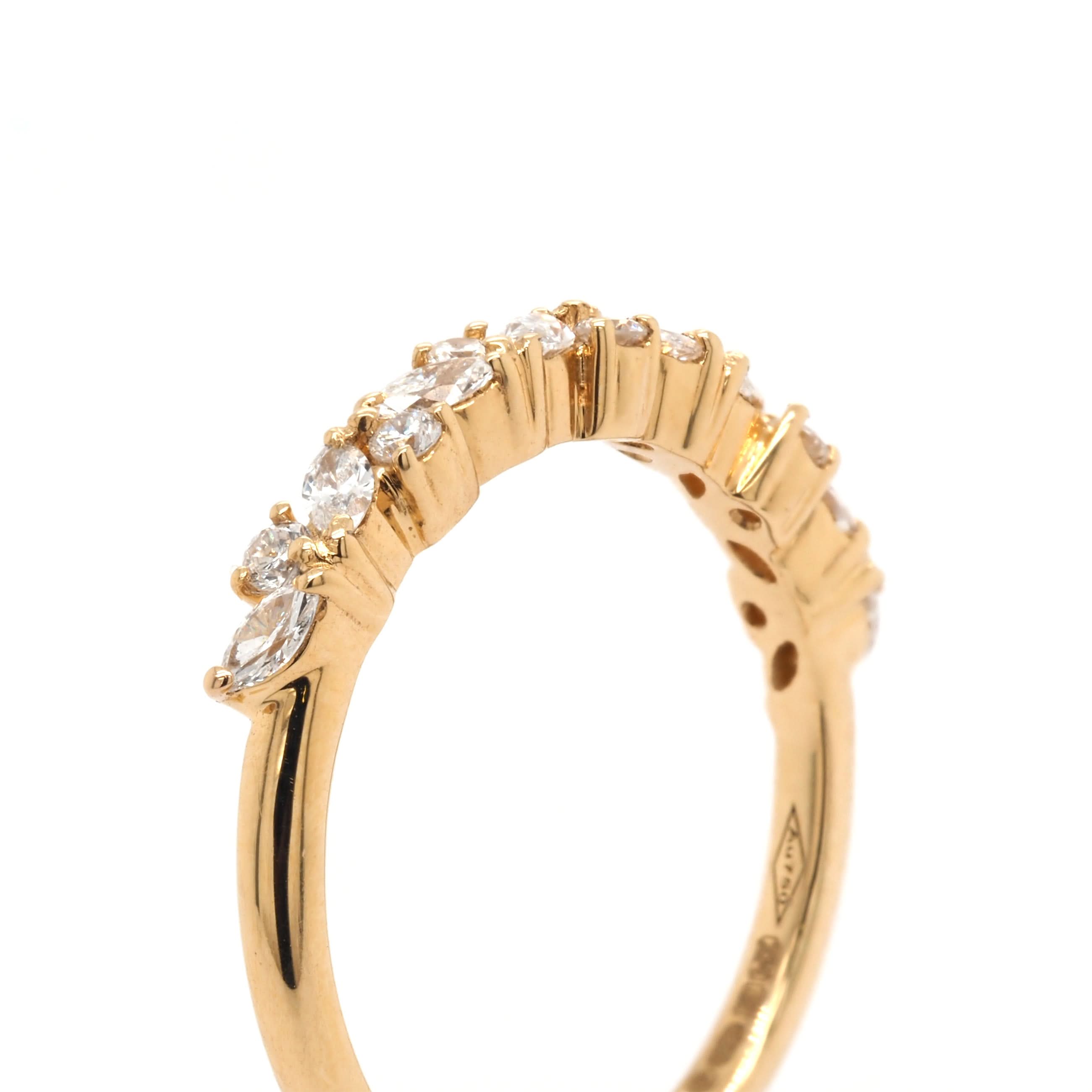 Ogden of Harrogate Jewellery 18ct Yellow Gold Alternating Diamond Half Eternity Ring, 0.39ct
