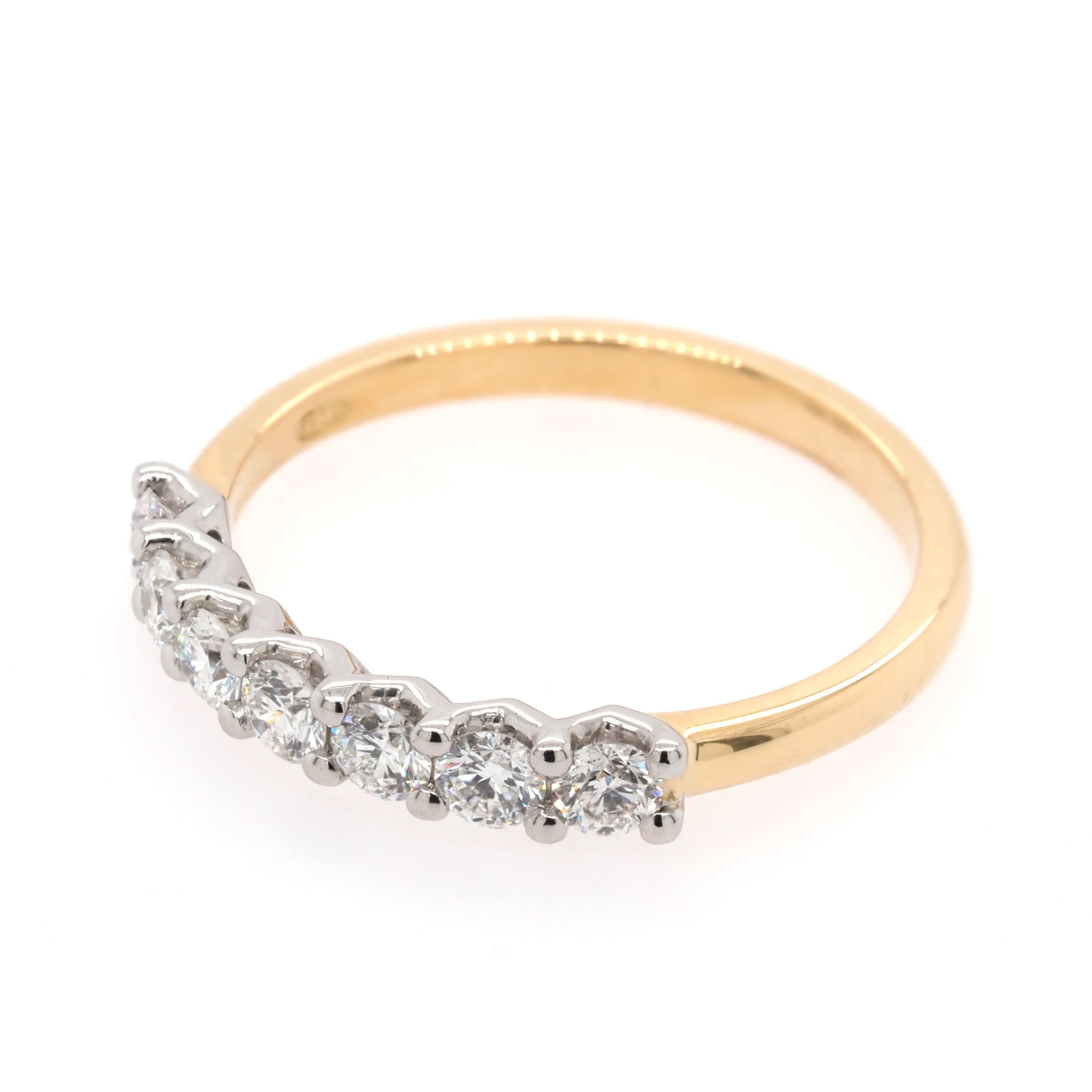 Ogden of Harrogate Jewellery 18ct Yellow Gold and Platinum Diamond Half Eternity Ring, 0.50ct