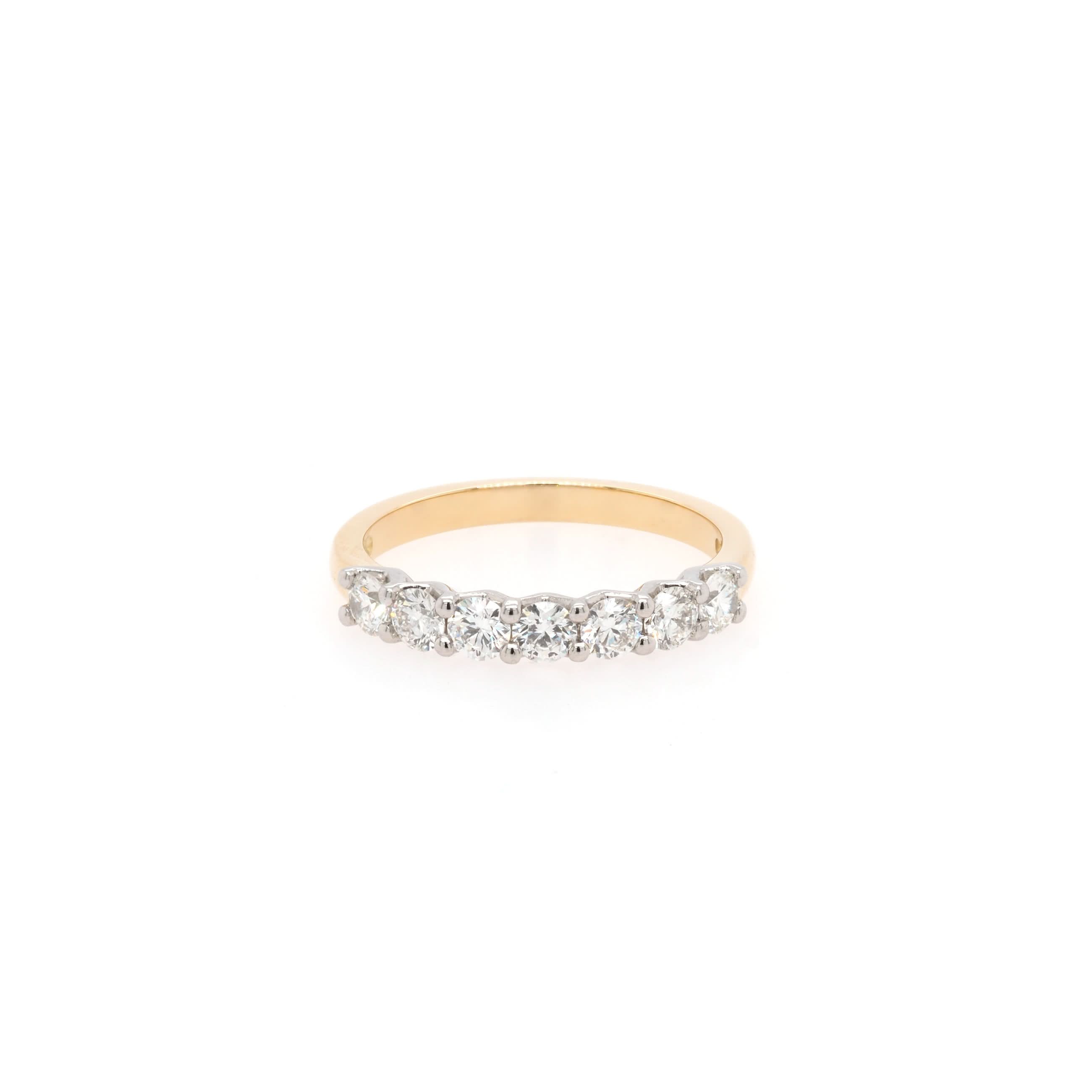 Ogden of Harrogate Jewellery 18ct Yellow Gold and Platinum Diamond Half Eternity Ring