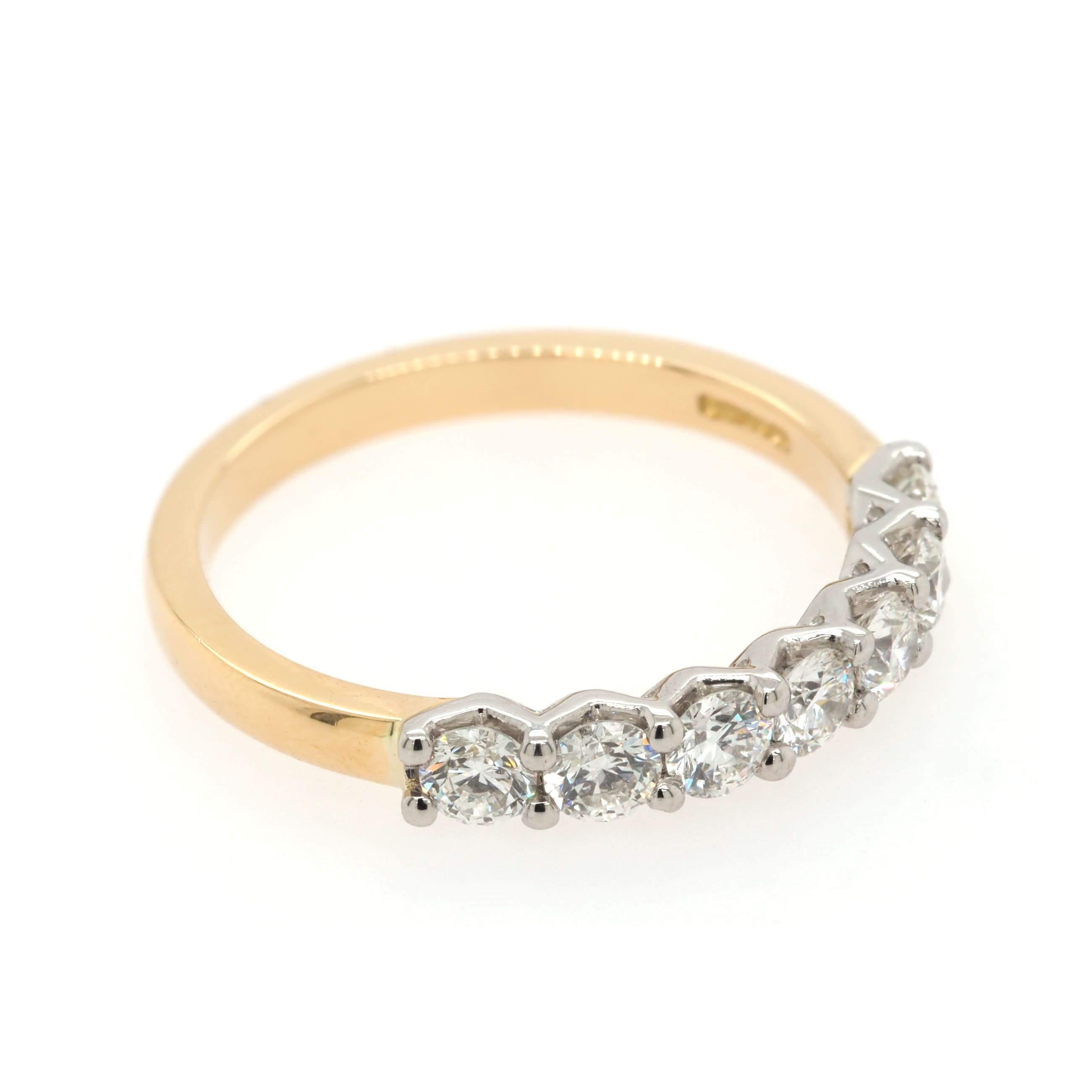 Ogden of Harrogate Jewellery 18ct Yellow Gold and Platinum Diamond Half Eternity Ring