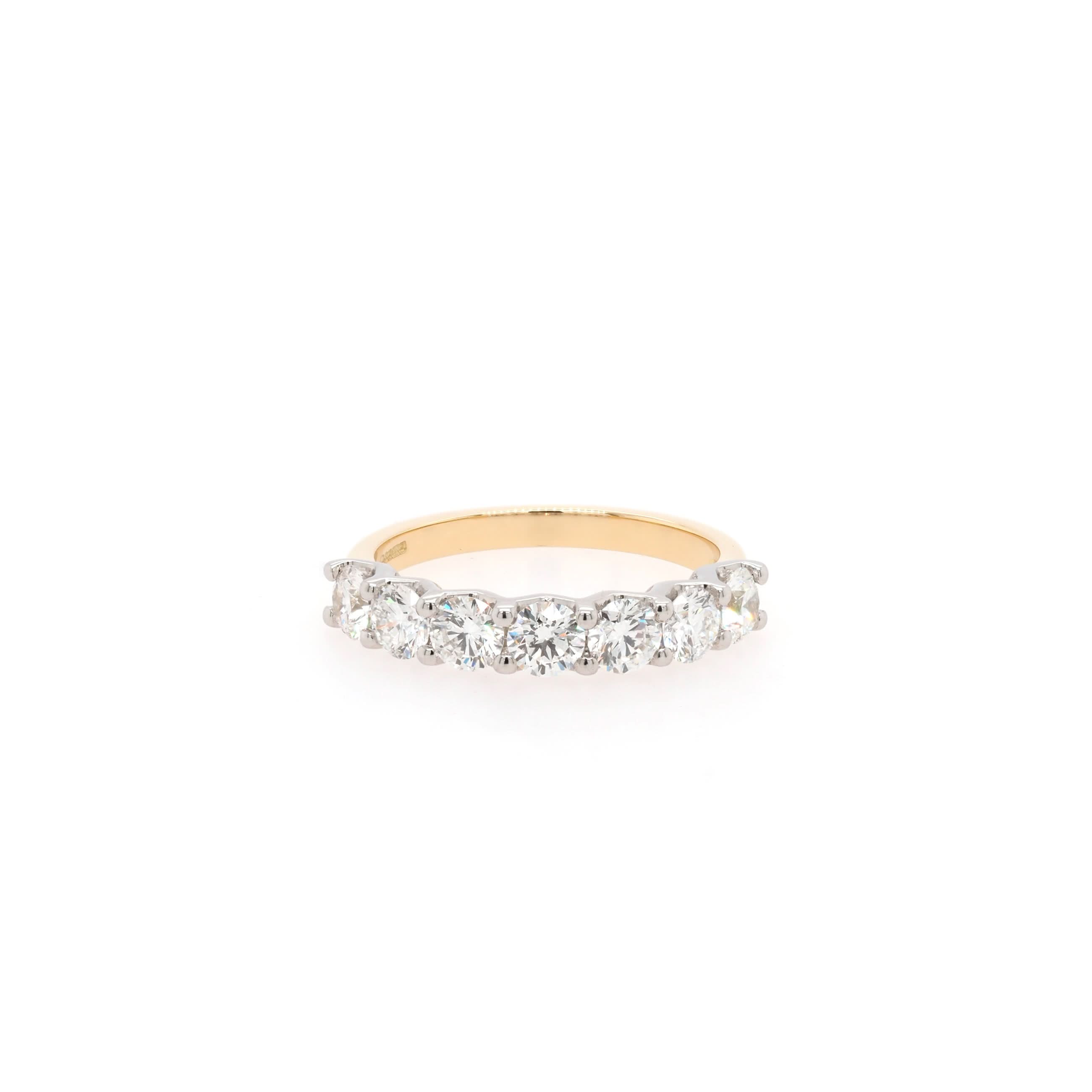 Ogden of Harrogate Jewellery 18ct Yellow Gold and Platinum Diamond Half Eternity Ring