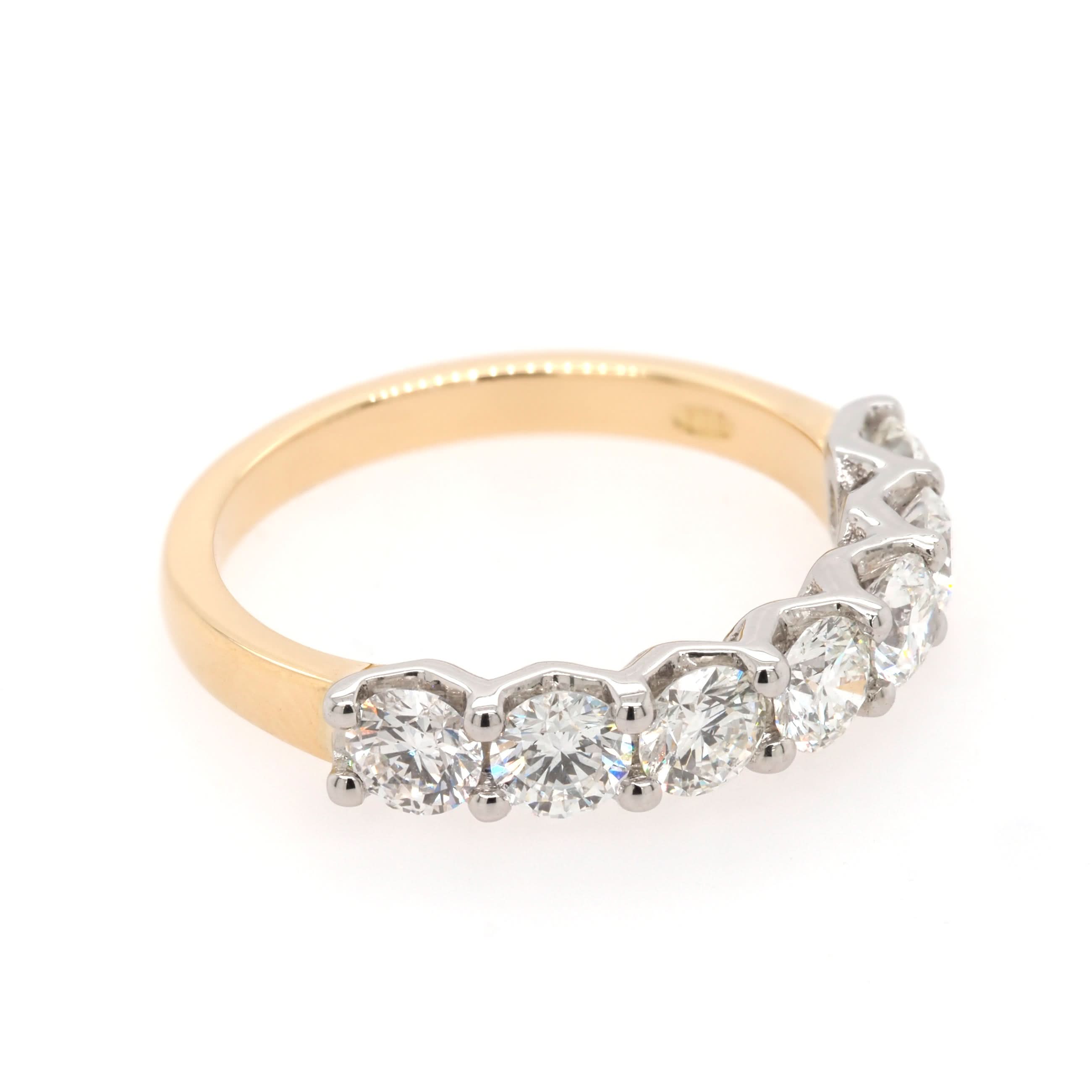 Ogden of Harrogate Jewellery 18ct Yellow Gold and Platinum Diamond Half Eternity Ring
