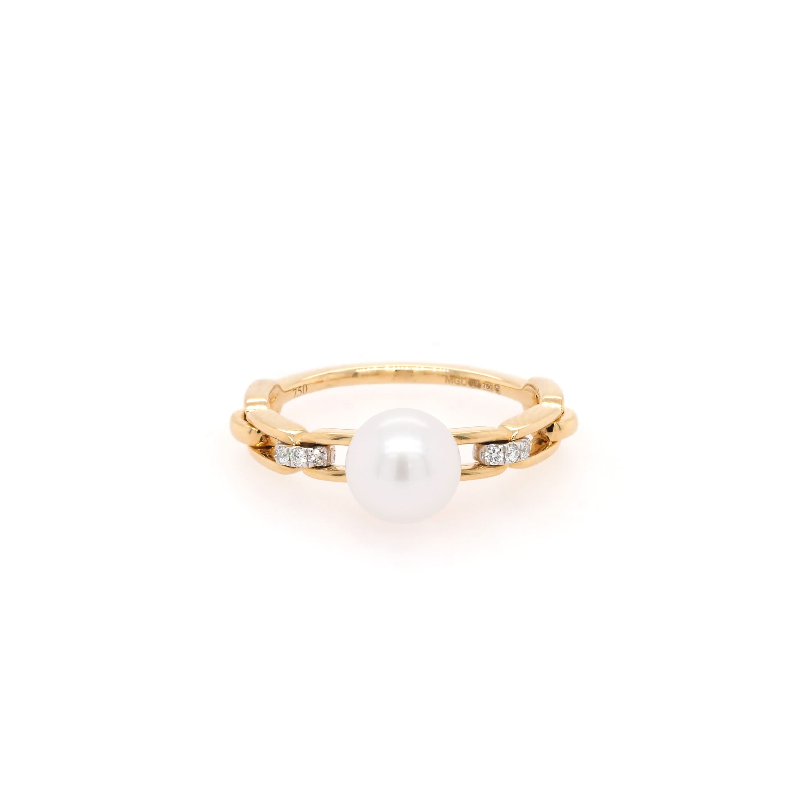 Ogden of Harrogate Jewellery 18ct Yellow Gold Cultured Akoya Pearl and Diamond-Set Ring