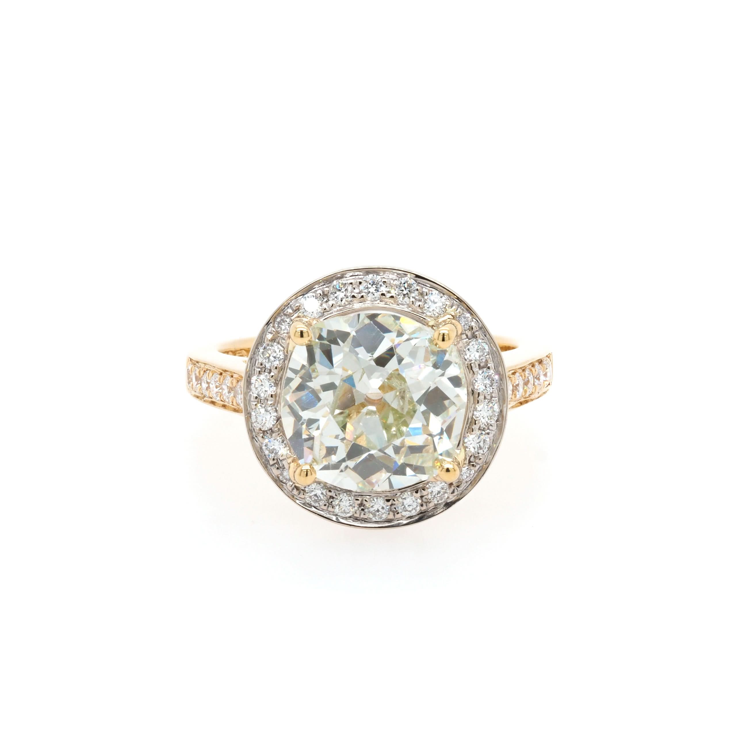 Ogden of Harrogate Jewellery 18ct Yellow Gold Diamond Cluster Halo Ring with Diamond-Set Shoulders