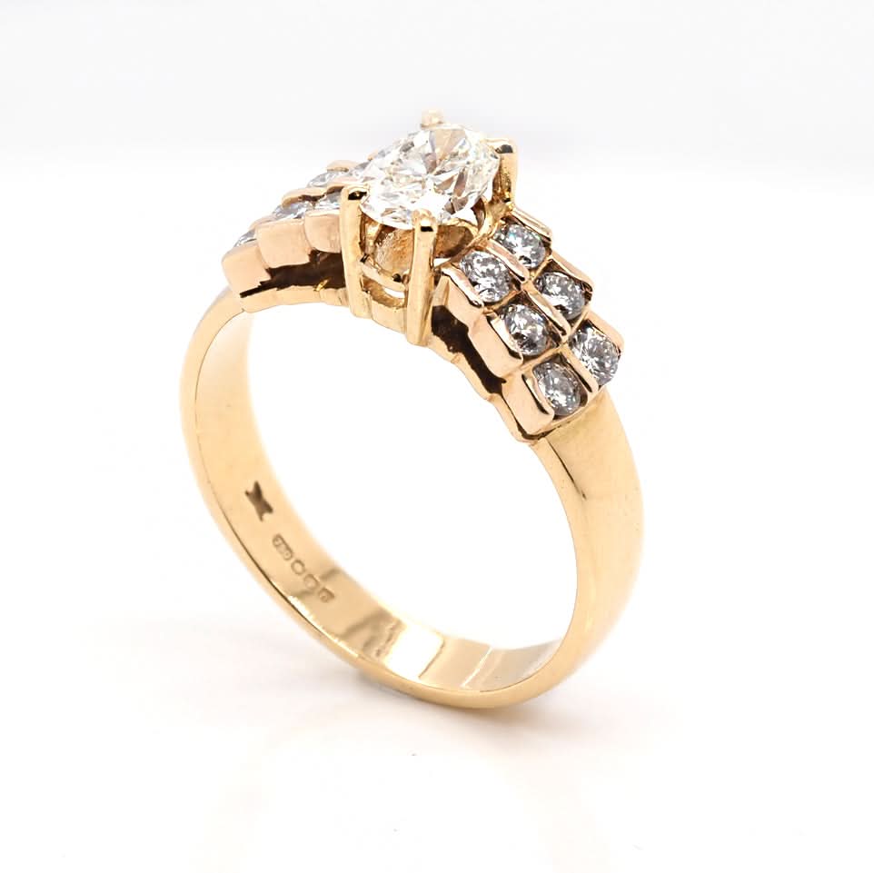 Ogden of Harrogate Jewellery 18ct Yellow Gold Diamond Solitaire Ring with Diamond-Set Shoulders