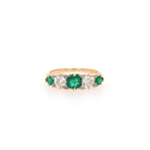 Ogden of Harrogate Jewellery 18ct Yellow Gold Emerald and Diamond Five-Stone Ring, c.1900