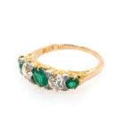 Ogden of Harrogate Jewellery 18ct Yellow Gold Emerald and Diamond Five-Stone Ring, c.1900