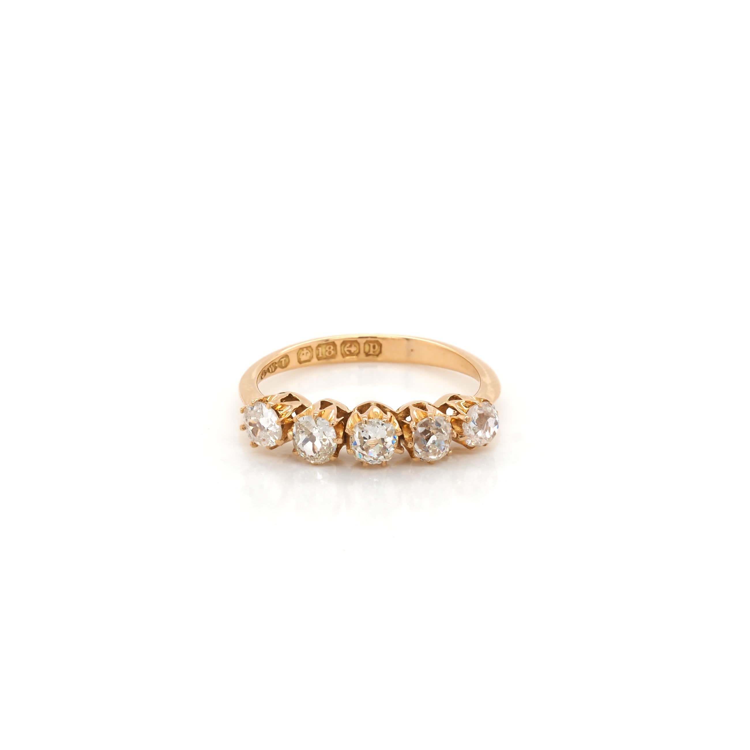 Ogden of Harrogate Jewellery 18ct Yellow Gold Five-Stone Diamond Ring, c.1914