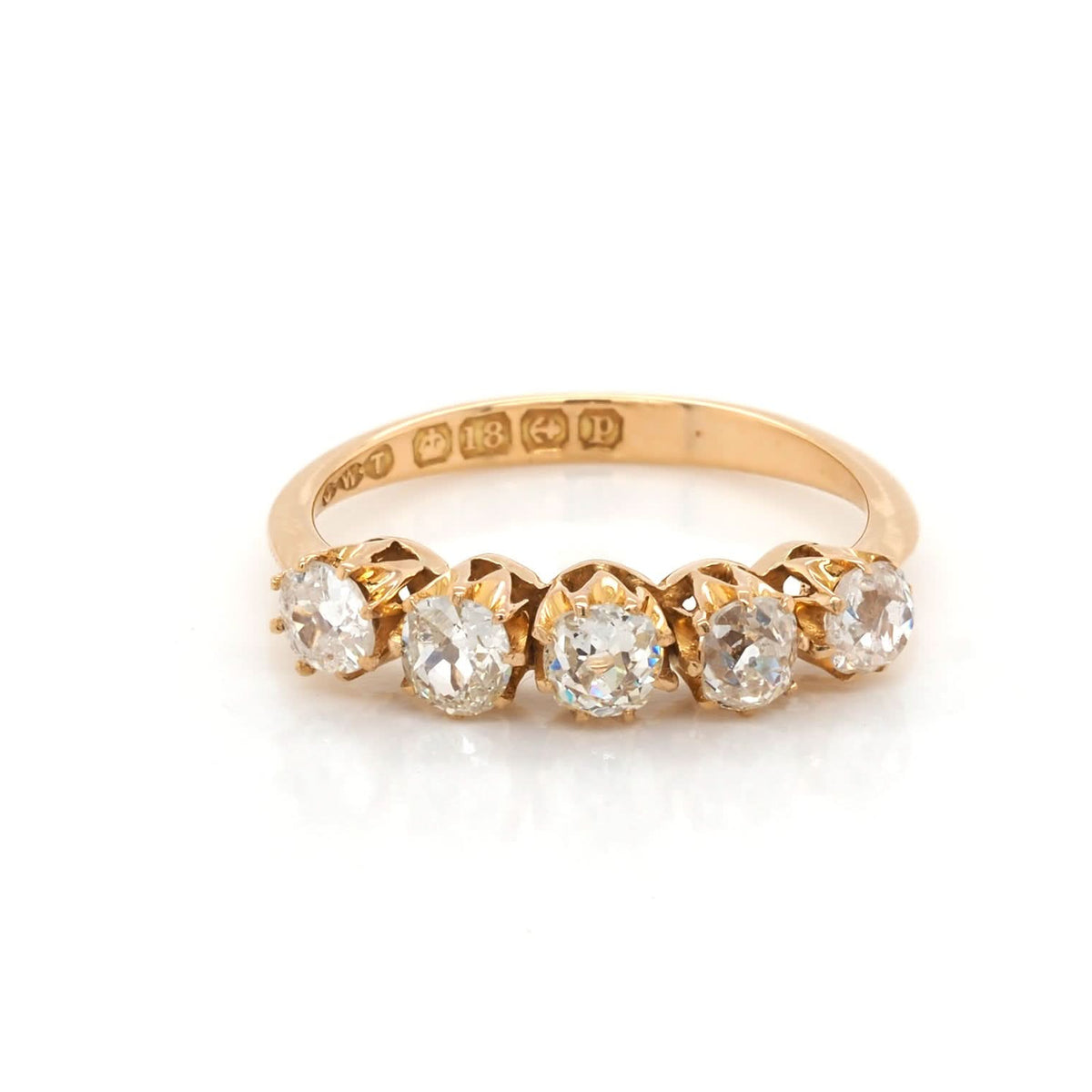 Ogden of Harrogate Jewellery 18ct Yellow Gold Five-Stone Diamond Ring, c.1914