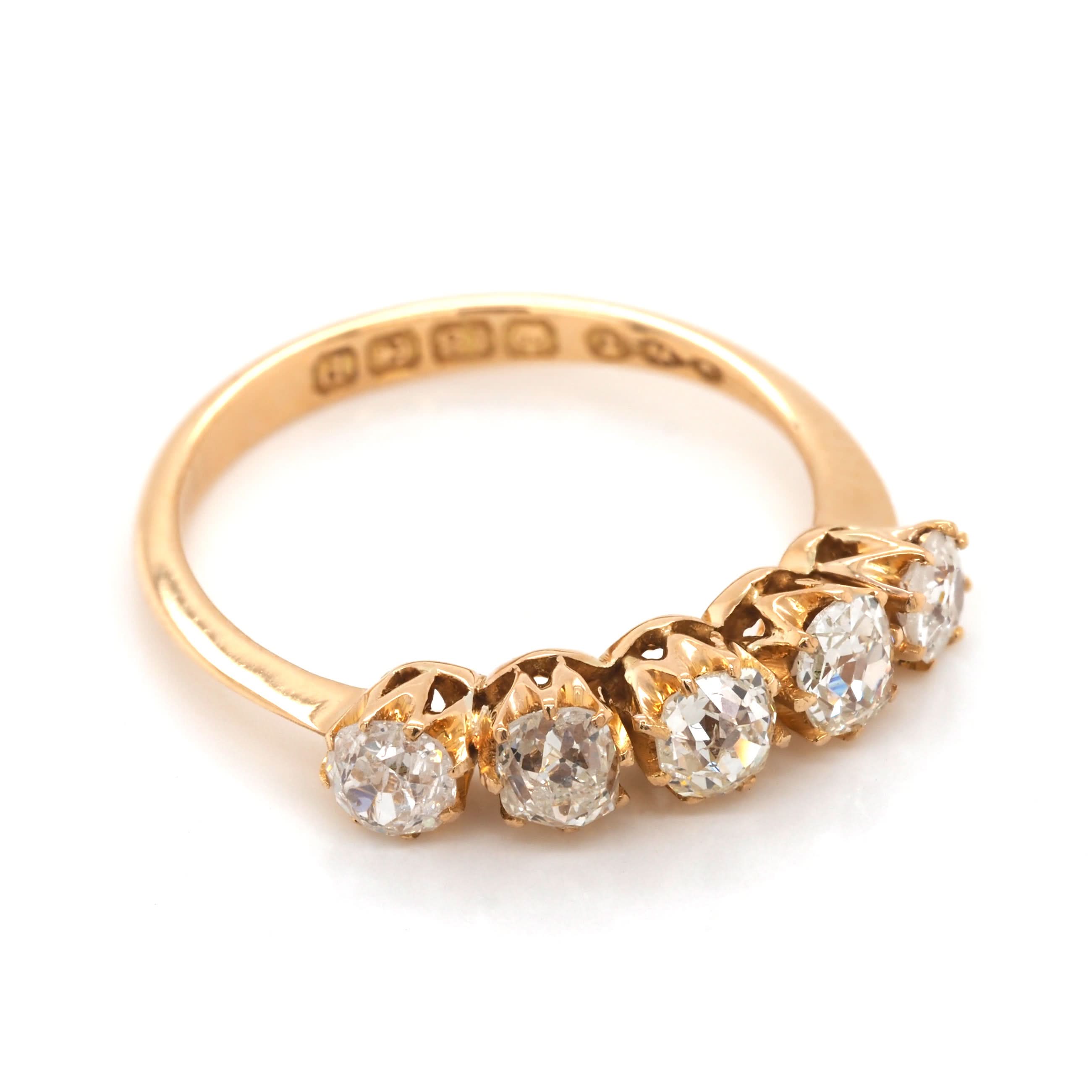 Ogden of Harrogate Jewellery 18ct Yellow Gold Five-Stone Diamond Ring, c.1914