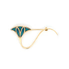 Ogden of Harrogate Jewellery 18ct Yellow Gold Green Enamelled Lotus Flower Brooch