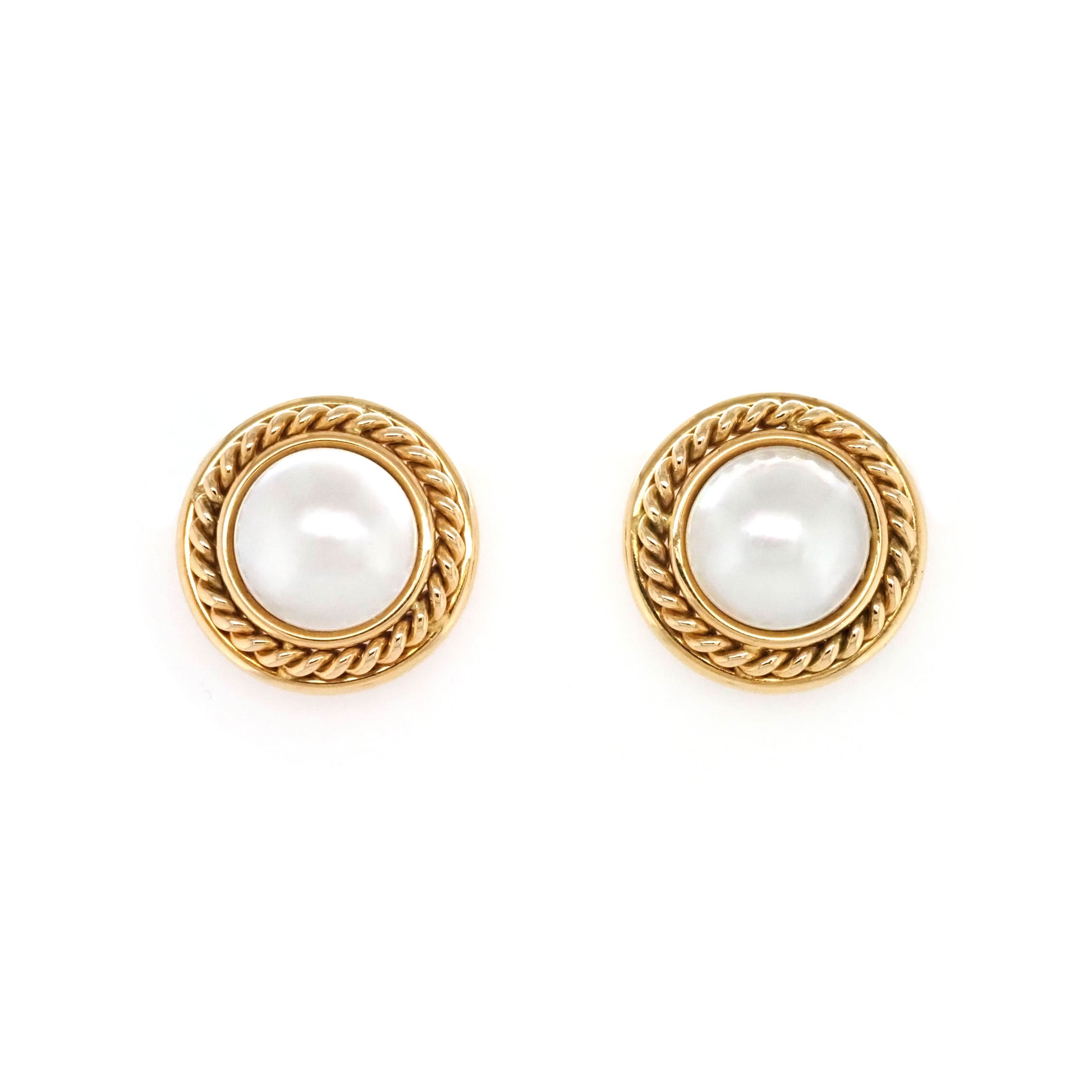 18ct Yellow Gold Mabe Pearl Earrings – Ogden Of Harrogate
