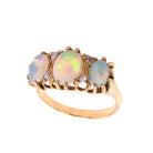 Ogden of Harrogate Jewellery 18ct Yellow Gold Oval Opal and Diamond 3-Stone Ring, c.1930