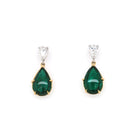 Ogden of Harrogate Jewellery 18ct Yellow Gold Pear Emerald and Diamond Drop Earrings