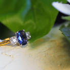 Ogden of Harrogate Jewellery 18ct Yellow Gold Saphire and Diamond Three Stone Ring