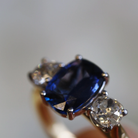 Ogden of Harrogate Jewellery 18ct Yellow Gold Saphire and Diamond Three Stone Ring