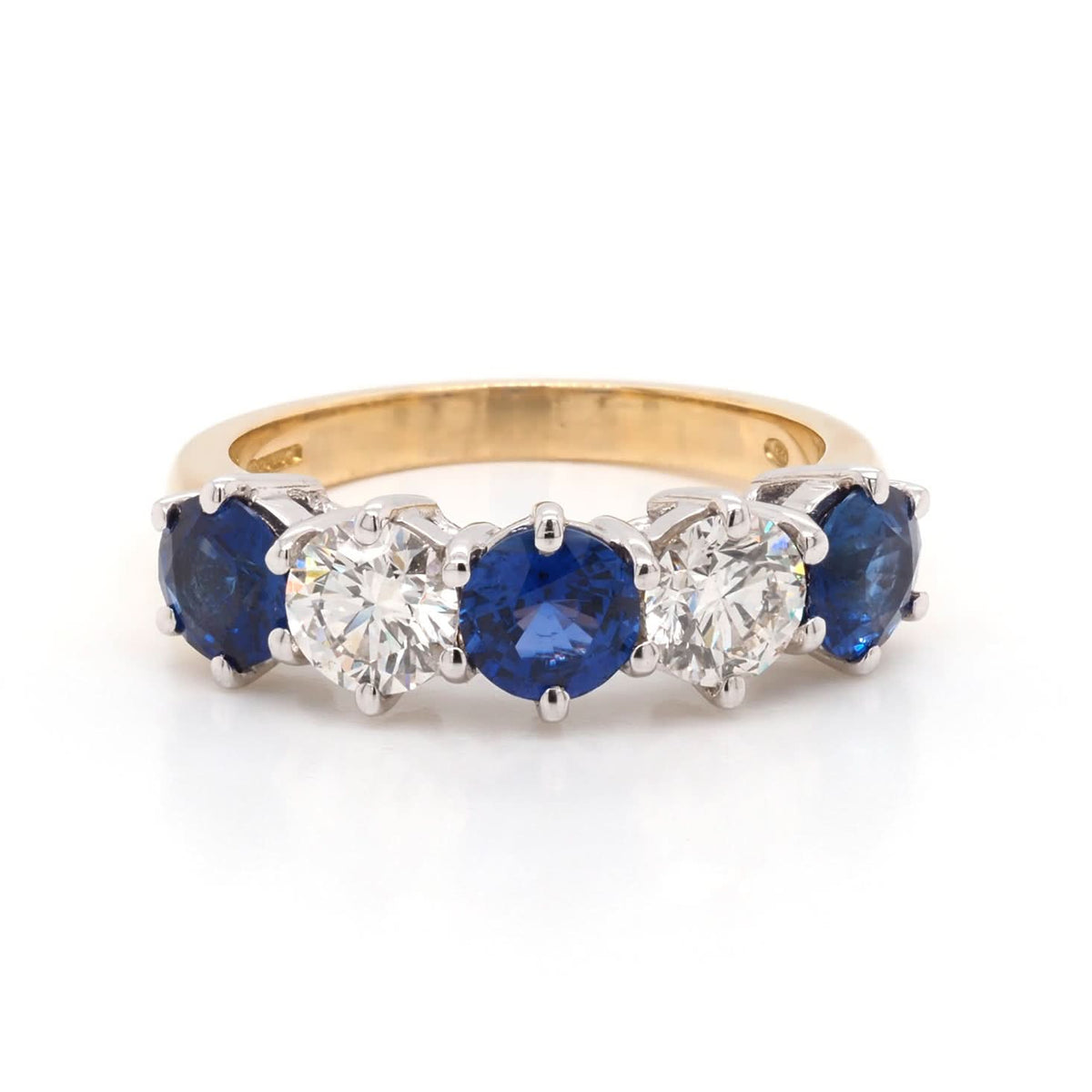 Ogden of Harrogate Jewellery 18ct Yellow Gold Sapphire and Diamond Five-Stone Ring
