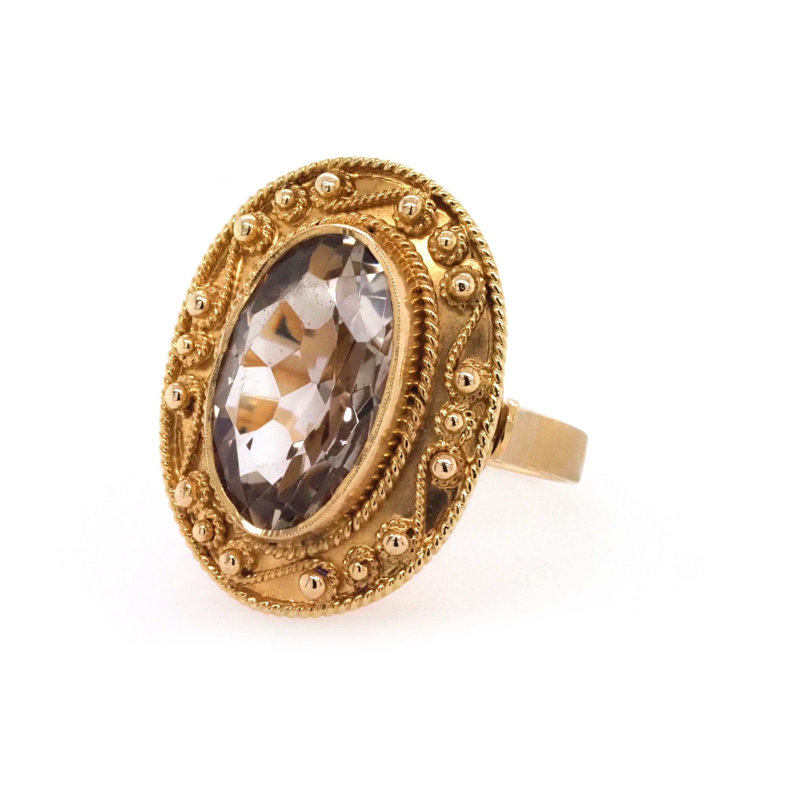 Ogden of Harrogate Jewellery 18ct Yellow Gold Smokey Oval Quartz Ring