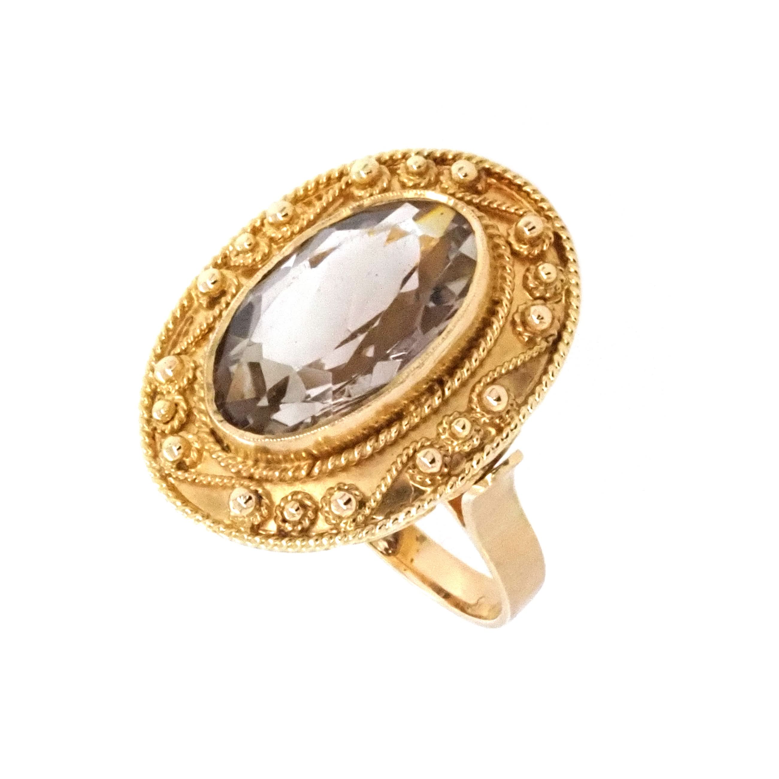 Ogden of Harrogate Jewellery 18ct Yellow Gold Smokey Oval Quartz Ring