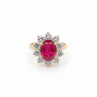 Ogden of Harrogate Jewellery 18k Yellow Gold Ruby and Diamond Oval Cluster Ring