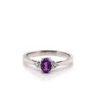 Ogden of Harrogate Jewellery 9ct White Gold Oval Amethyst & Trefoil Diamond Shoulder Ring