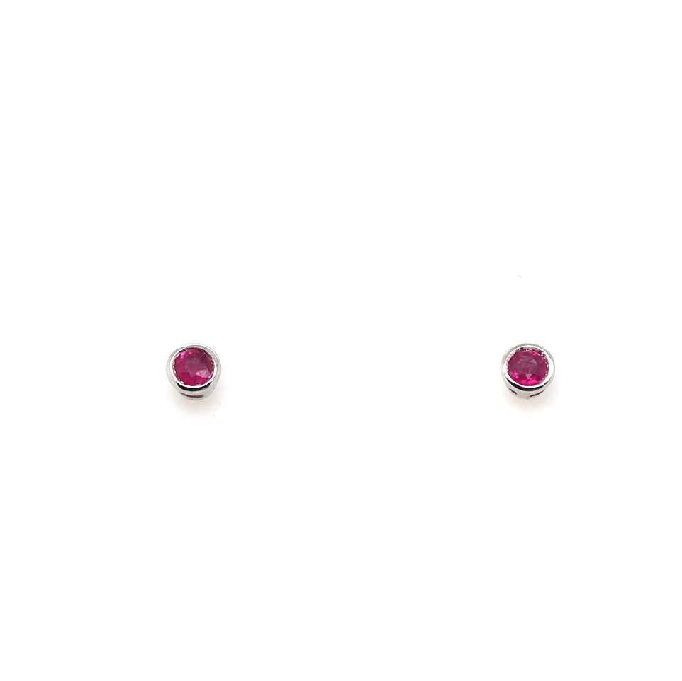 Ogden of Harrogate Jewellery 9ct White Gold Small Ruby Stud Earrings