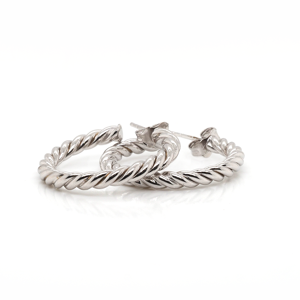 9ct White Gold Twist Hoop Earrings – Ogden Of Harrogate