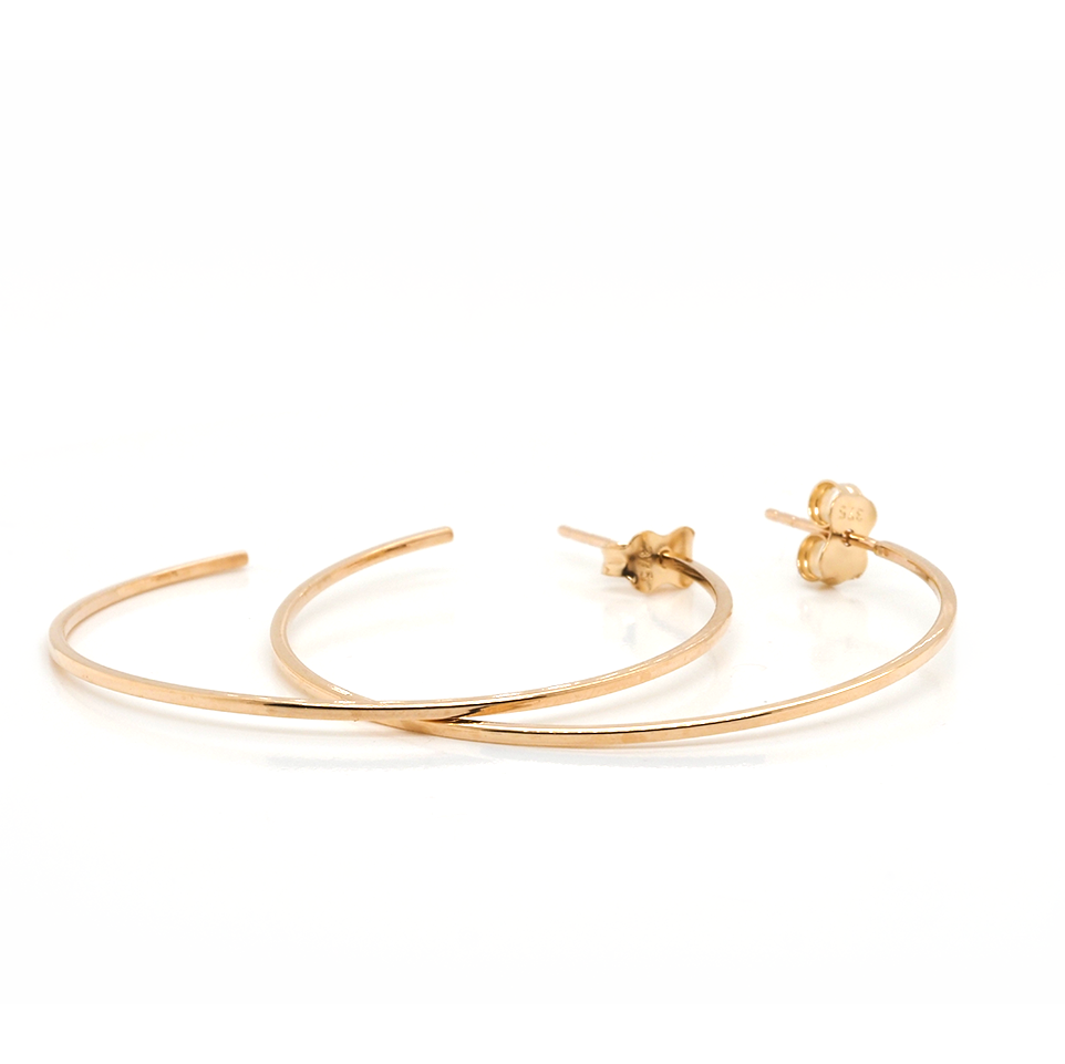 Ogden of Harrogate Jewellery 9ct Yellow Gold 1mm Square Hoop Earrings
