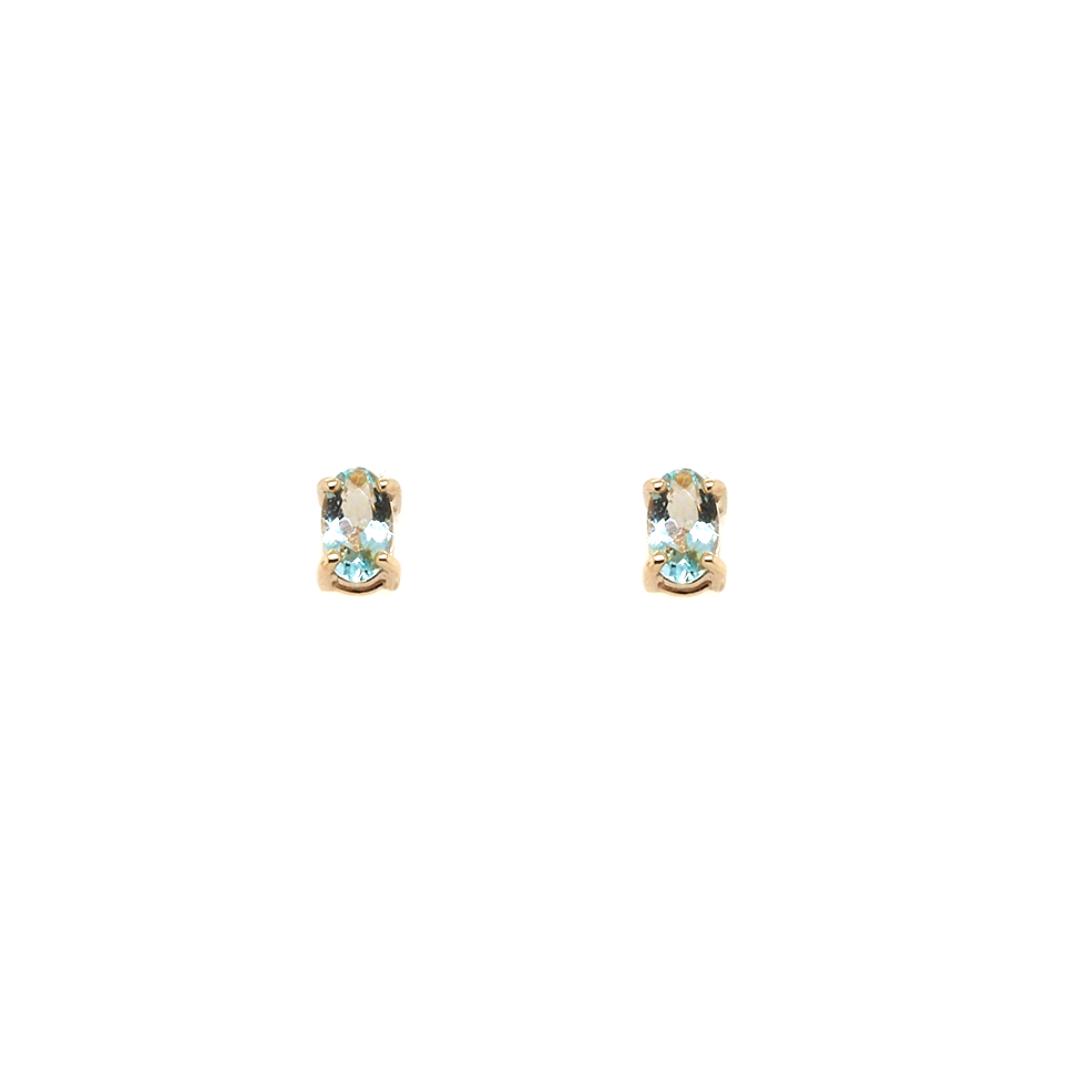 Ogden Of Harrogate Jewellery 9ct Yellow Gold Claw Set Oval Aquamarine Earrings
