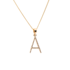 Ogden of Harrogate Jewellery 9ct Yellow Gold Diamond Set Letter A & Chain