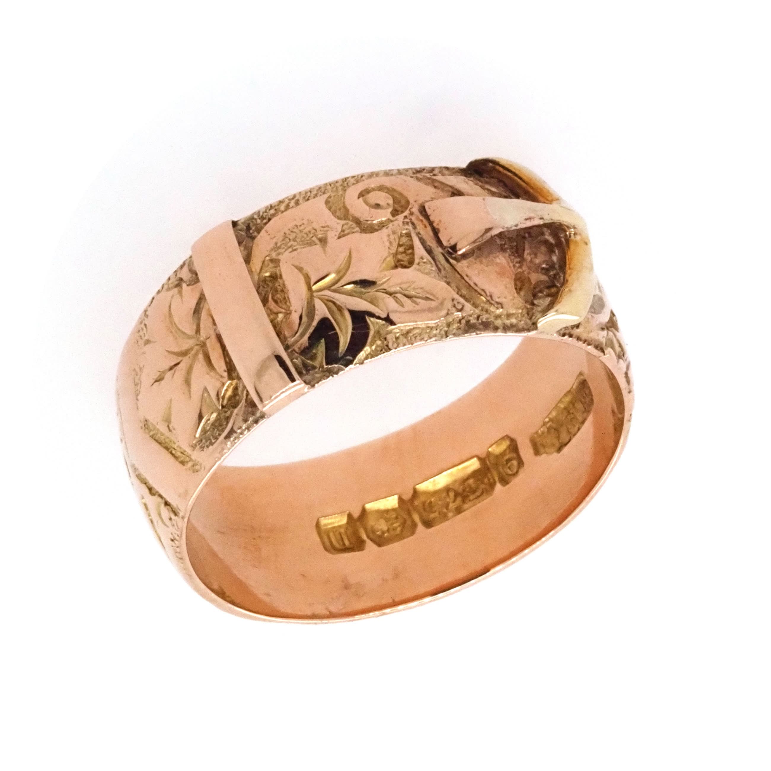 Ogden of Harrogate Jewellery 9ct Yellow Gold Edwardian Buckle Ring, c.1912