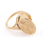 Ogden of Harrogate Jewellery 9ct Yellow Gold Engraved Oval Poison Ring