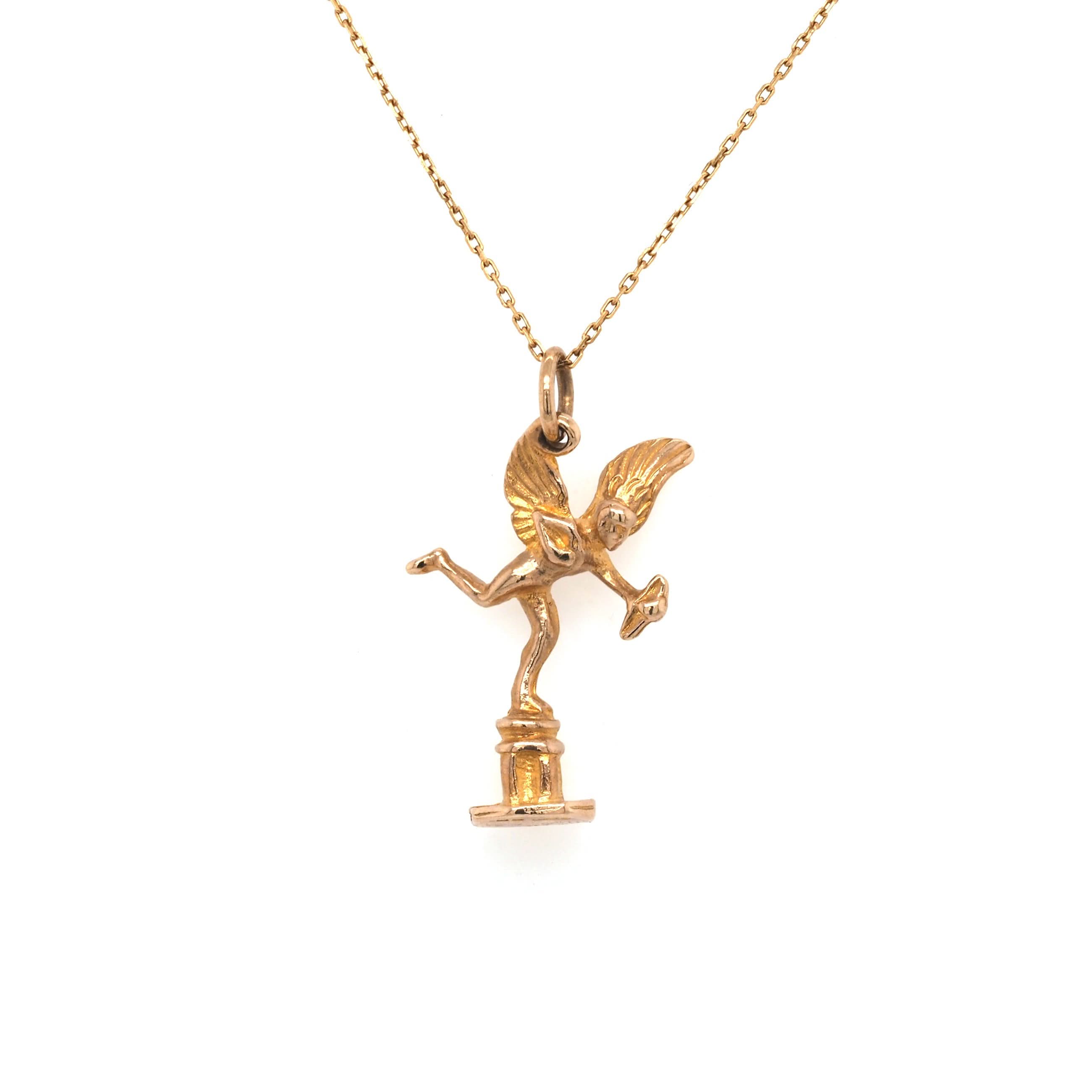Ogden of Harrogate Jewellery 9ct Yellow Gold 'Eros on Plinth' Charm on Chain